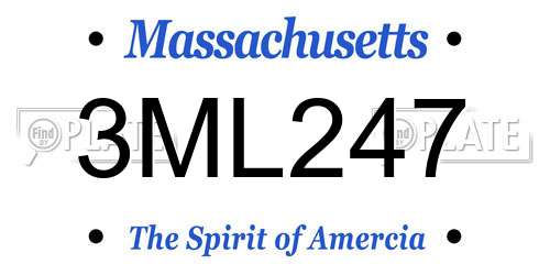 3ML247 Massachusetts License Plate