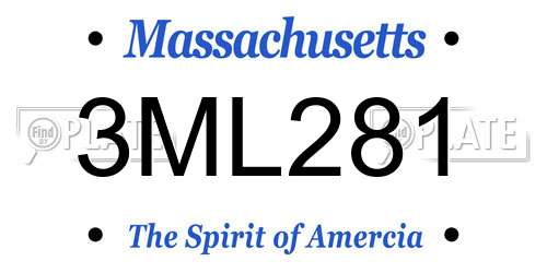 3ML281 Massachusetts License Plate
