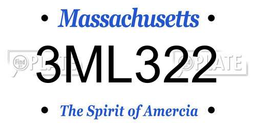 3ML322 Massachusetts License Plate
