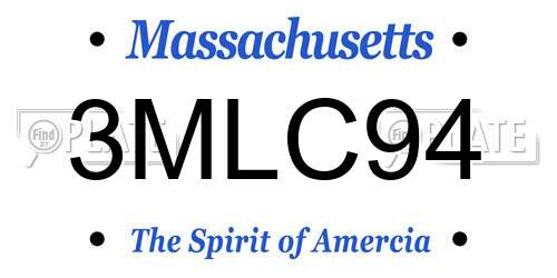 3MLC94 Massachusetts License Plate