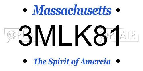 3MLK81 Massachusetts License Plate