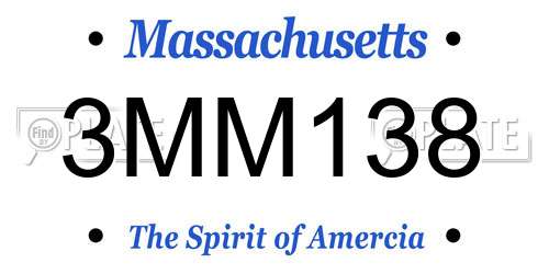 3MM138 Massachusetts License Plate