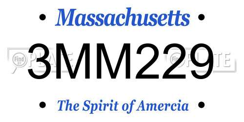 3MM229 Massachusetts License Plate