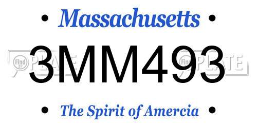 3MM493 Massachusetts License Plate