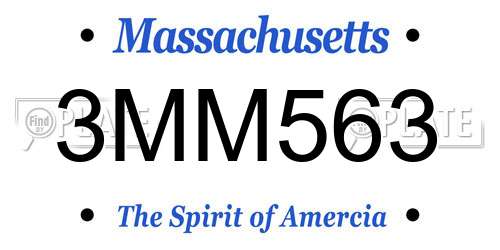 3MM563 Massachusetts License Plate
