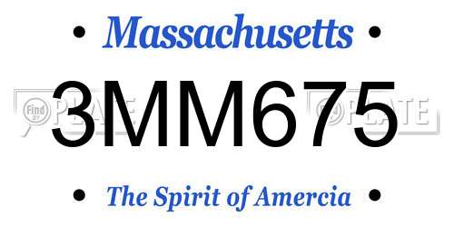 3MM675 Massachusetts License Plate