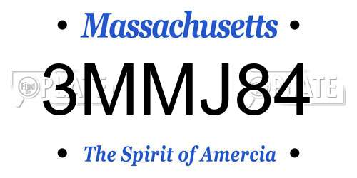3MMJ84 Massachusetts License Plate