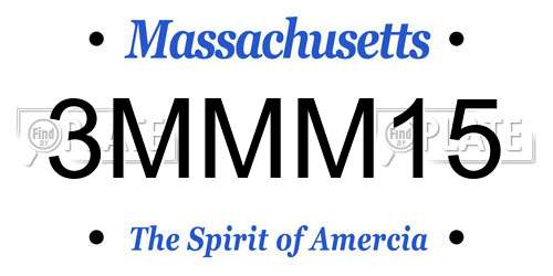 3MMM15 Massachusetts License Plate