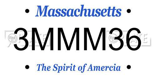 3MMM36 Massachusetts License Plate