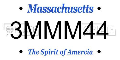 3MMM44 Massachusetts License Plate