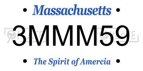 3MMM59 Massachusetts License Plate