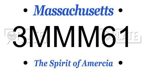 3MMM61 Massachusetts License Plate