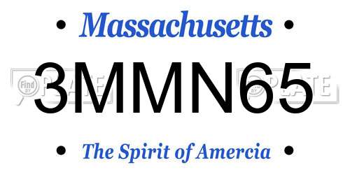 3MMN65 Massachusetts License Plate