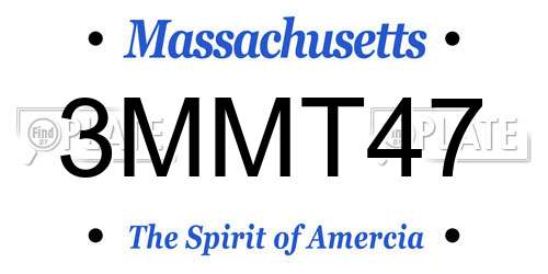 3MMT47 Massachusetts License Plate