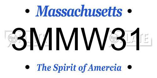 3MMW31 Massachusetts License Plate
