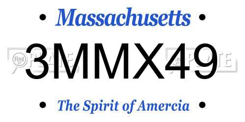 3MMX49 Massachusetts License Plate