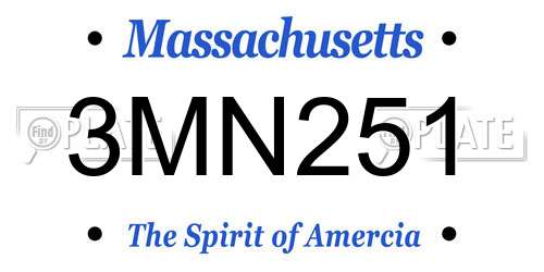 3MN251 Massachusetts License Plate