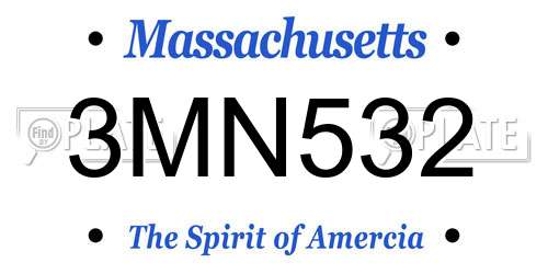 3MN532 Massachusetts License Plate