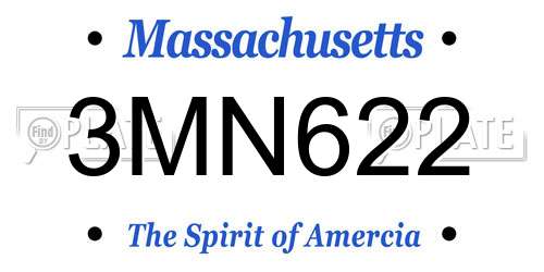 3MN622 Massachusetts License Plate