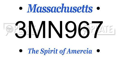 3MN967 Massachusetts License Plate