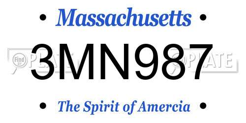 3MN987 Massachusetts License Plate