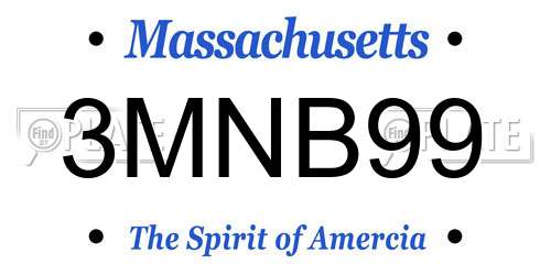 3MNB99 Massachusetts License Plate
