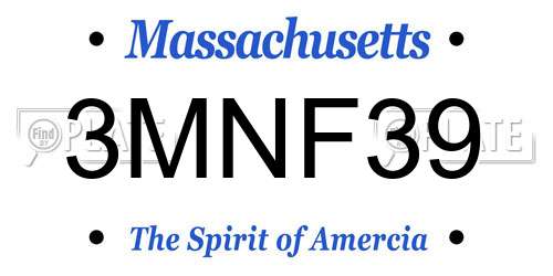 3MNF39 Massachusetts License Plate