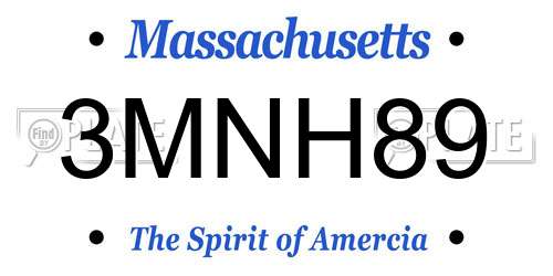 3MNH89 Massachusetts License Plate