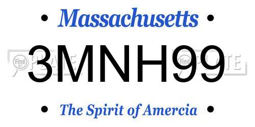 3MNH99 Massachusetts License Plate