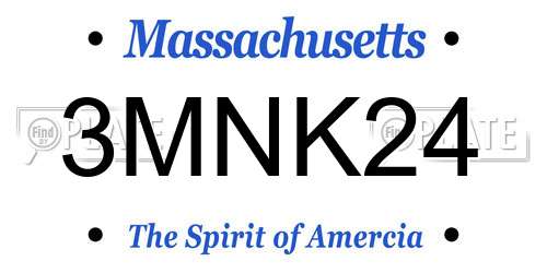 3MNK24 Massachusetts License Plate