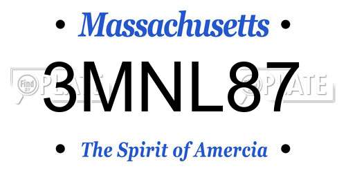 3MNL87 Massachusetts License Plate
