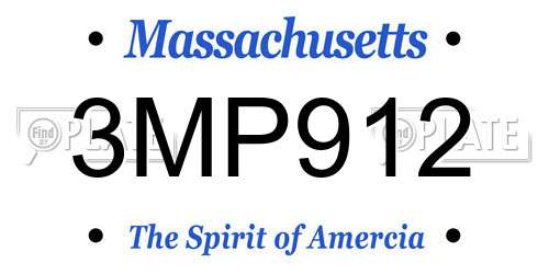 3MP912 Massachusetts License Plate