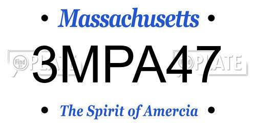 3MPA47 Massachusetts License Plate