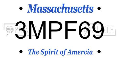 3MPF69 Massachusetts License Plate