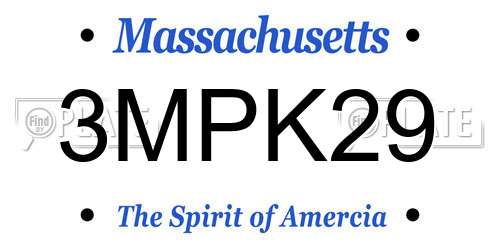 3MPK29 Massachusetts License Plate