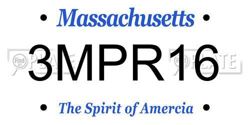 3MPR16 Massachusetts License Plate