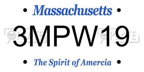 3MPW19 Massachusetts License Plate