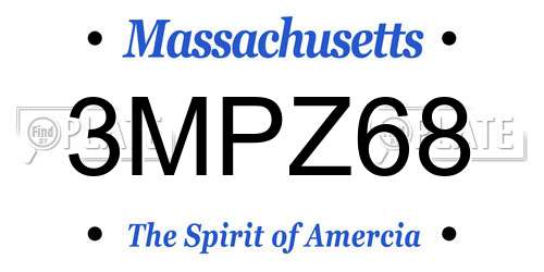 3MPZ68 Massachusetts License Plate