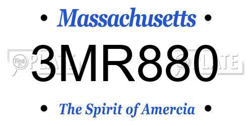 3MR880 Massachusetts License Plate