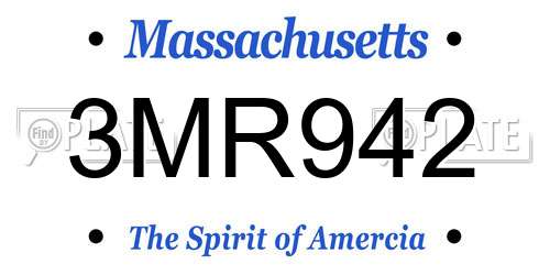 3MR942 Massachusetts License Plate
