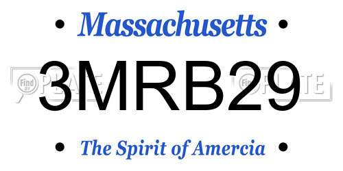 3MRB29 Massachusetts License Plate
