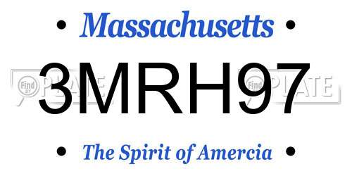 3MRH97 Massachusetts License Plate