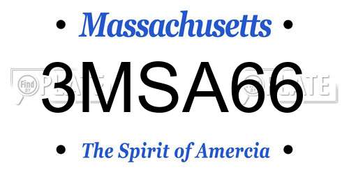 3MSA66 Massachusetts License Plate
