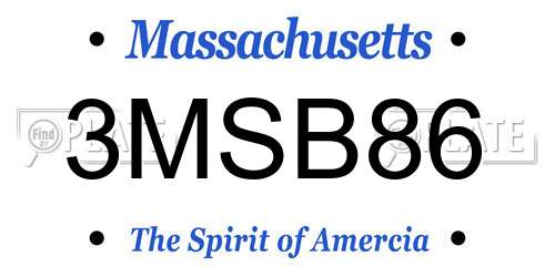 3MSB86 Massachusetts License Plate