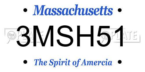 3MSH51 Massachusetts License Plate