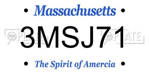 3MSJ71 Massachusetts License Plate