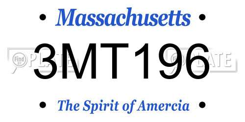 3MT196 Massachusetts License Plate