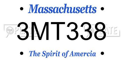 3MT338 Massachusetts License Plate
