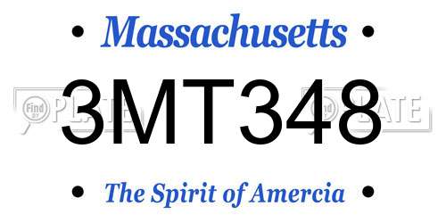 3MT348 Massachusetts License Plate