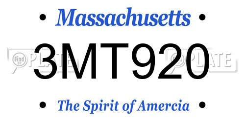 3MT920 Massachusetts License Plate